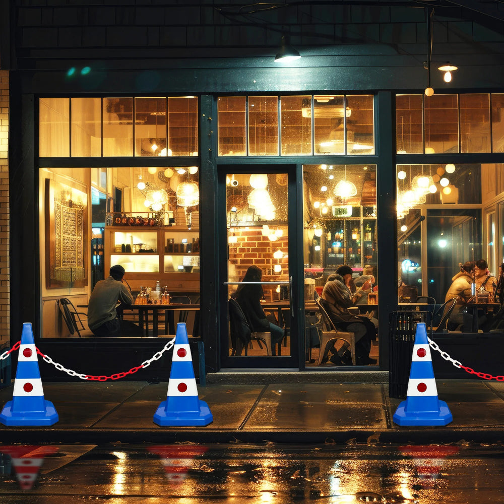 62CM Traffic Cone with Rubber Base | Blue Reflective Safety Cone