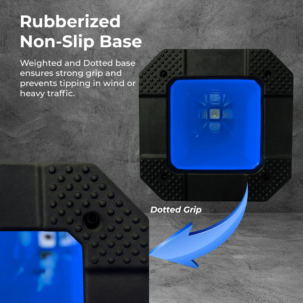 62CM Traffic Cone with Rubber Base | Blue Reflective Safety Cone
