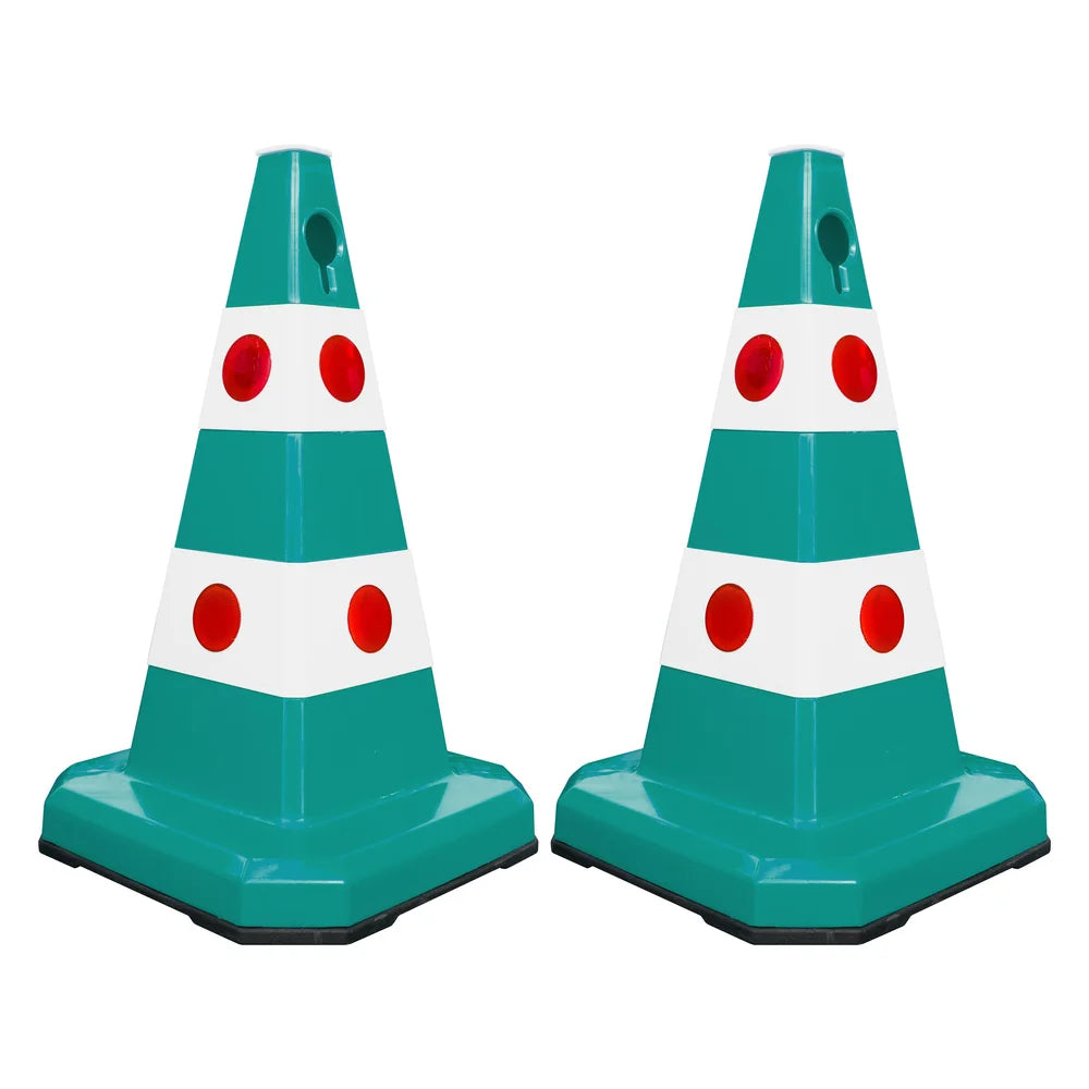 62CM Traffic Cone Green | Weighted Reflective Safety Cone