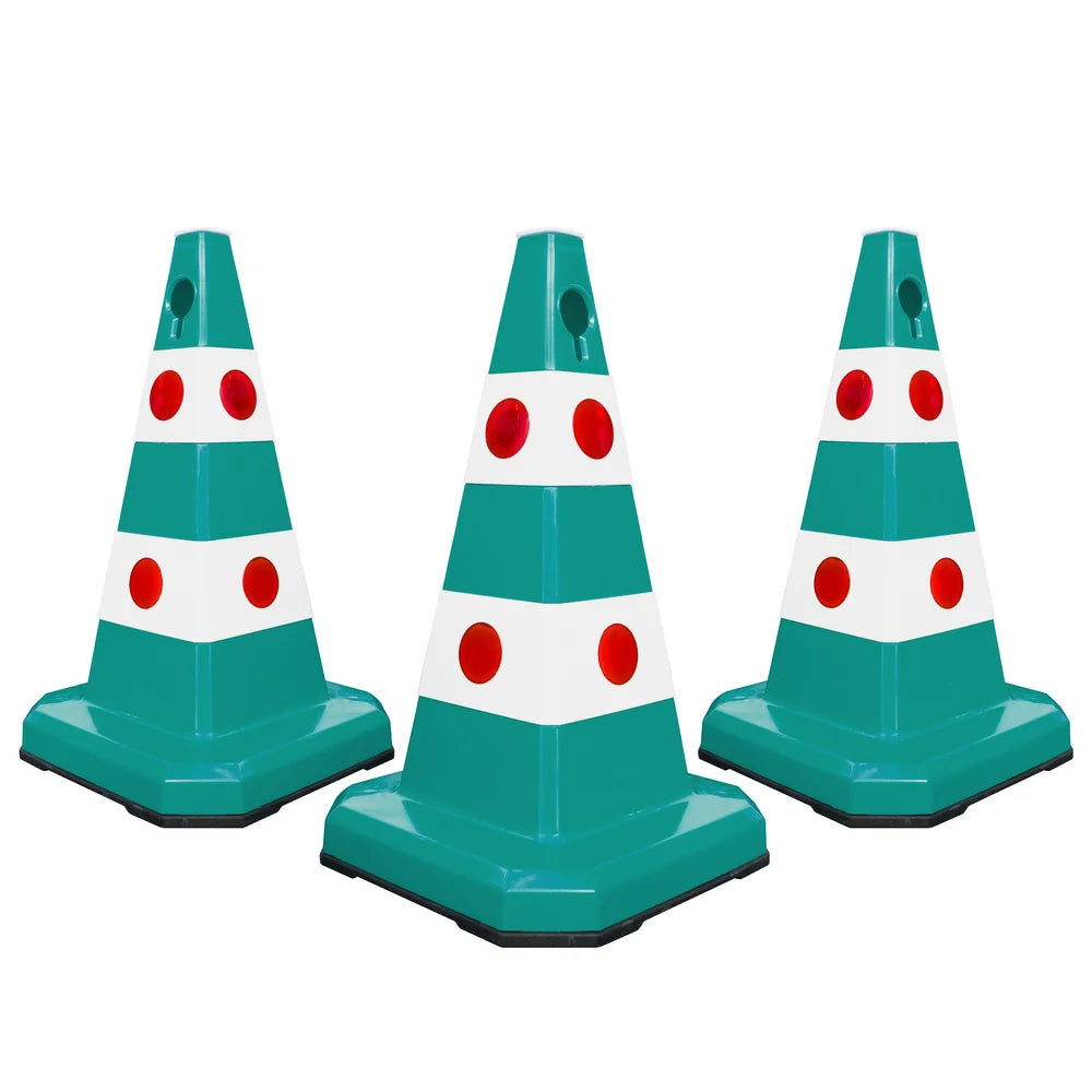 62CM Traffic Cone Green | Weighted Reflective Safety Cone