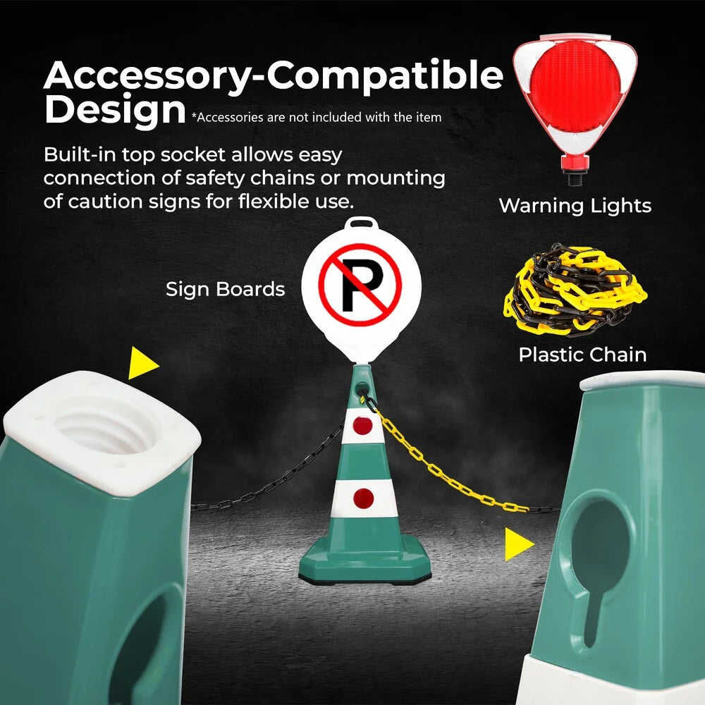 62CM Traffic Cone Green | Weighted Reflective Safety Cone