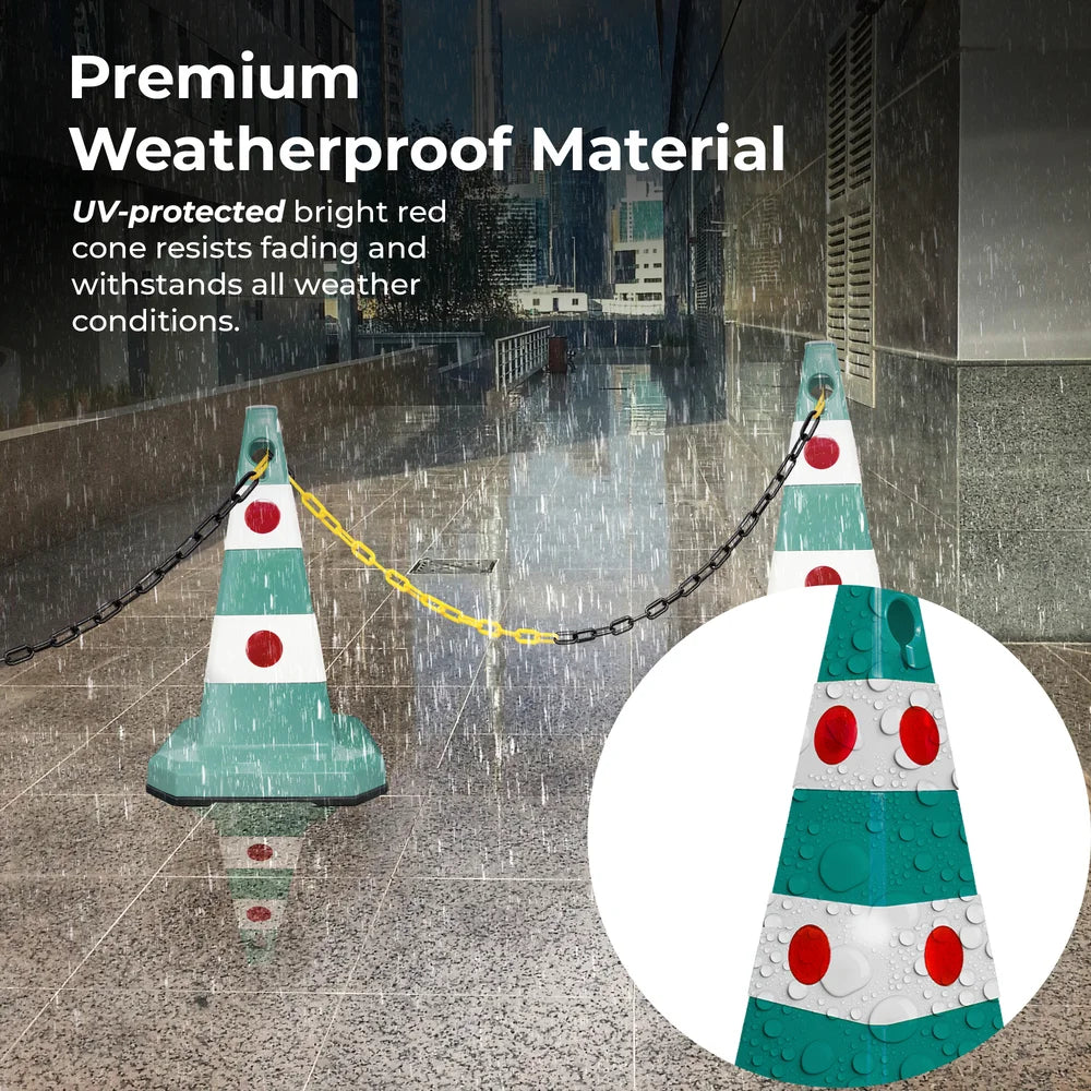 62CM Traffic Cone Green | Weighted Reflective Safety Cone