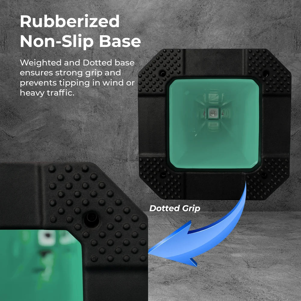 62CM Traffic Cone Green | Weighted Reflective Safety Cone