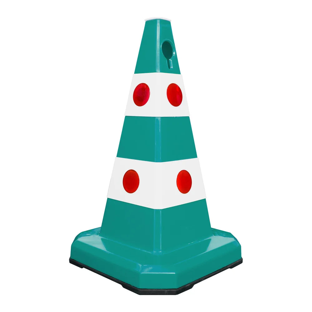 62CM Traffic Cone Green | Weighted Reflective Safety Cone