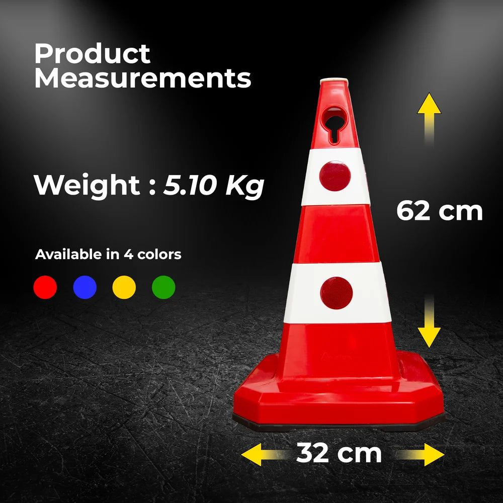 62CM Traffic Cone Red | Weighted Reflective Safety Cone