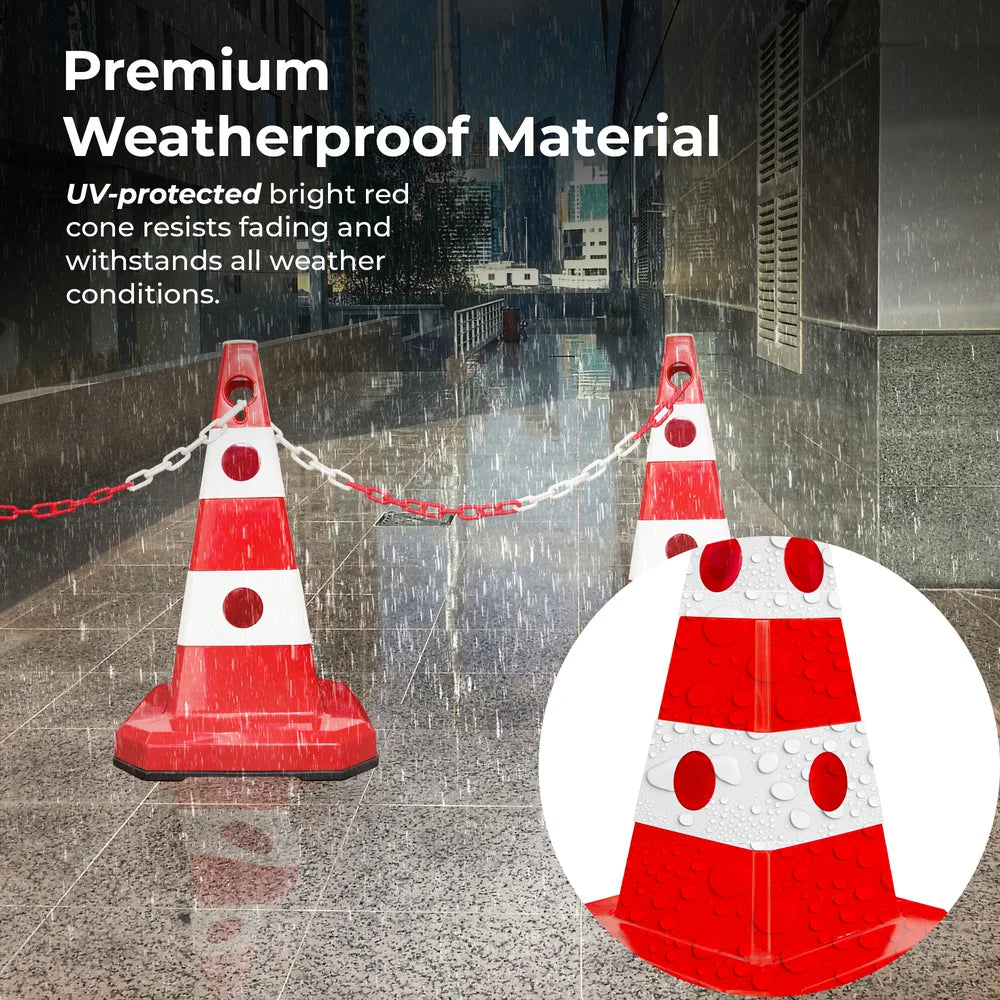 62CM Traffic Cone Red | Weighted Reflective Safety Cone