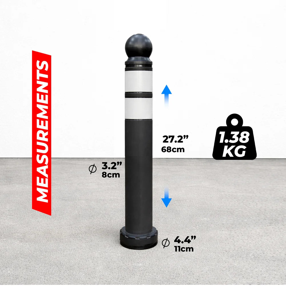 68CM Anti Parking Traffic Delineator | Black Flexible Bollard with Base