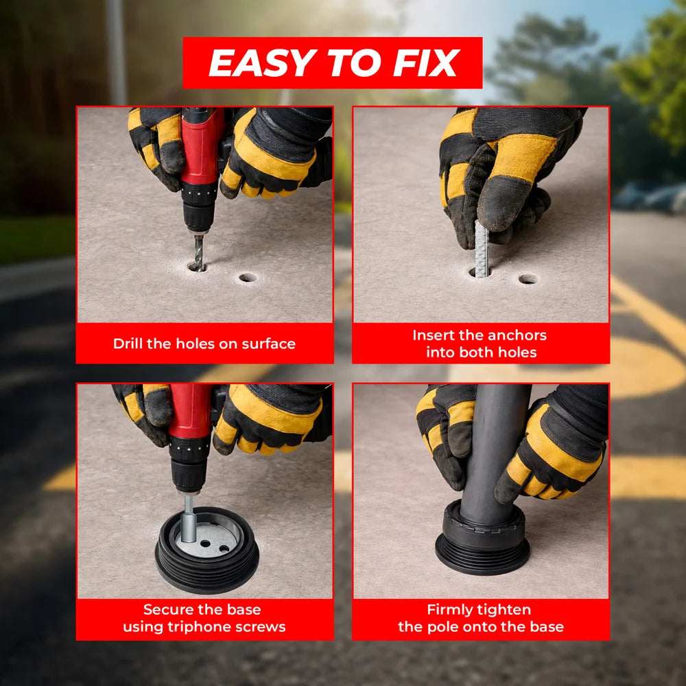 68CM Anti Parking Traffic Delineator | Black Flexible Bollard with Base