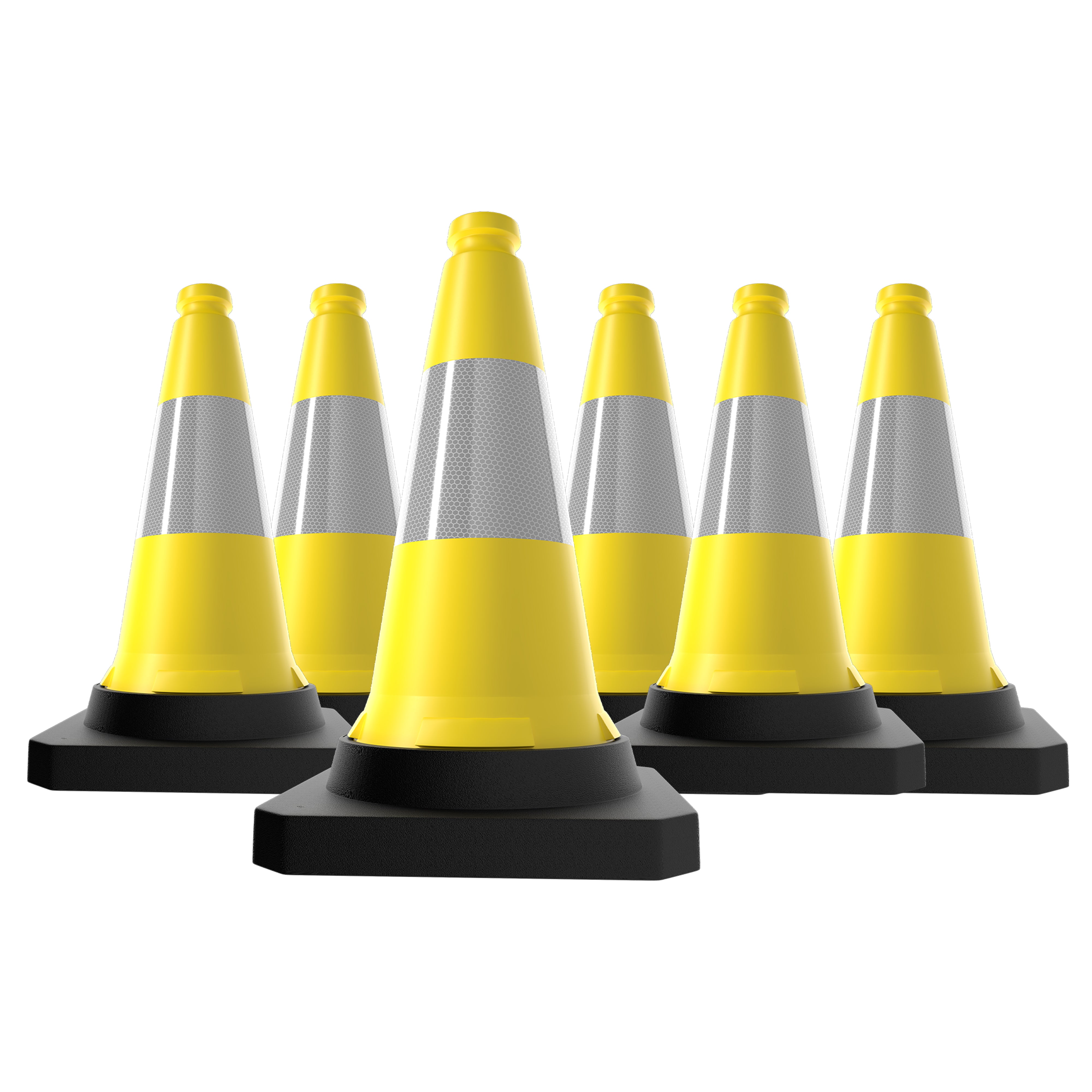 500mm Yellow Traffic Cone High Visibility Reflective