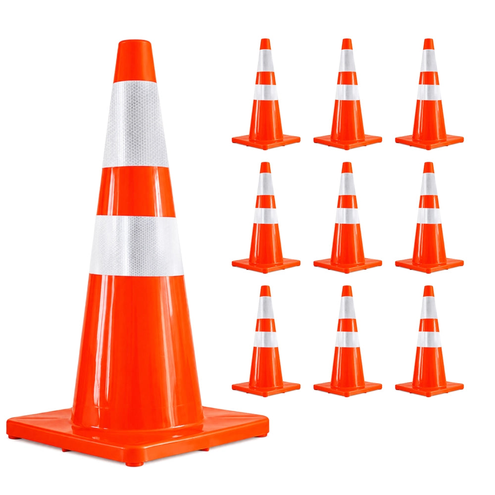 70CM PVC Traffic Safety Cone | Reflective Flexible Road Cone - Orange
