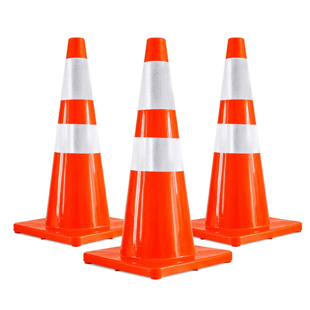 70CM PVC Traffic Safety Cone | Reflective Flexible Road Cone - Orange