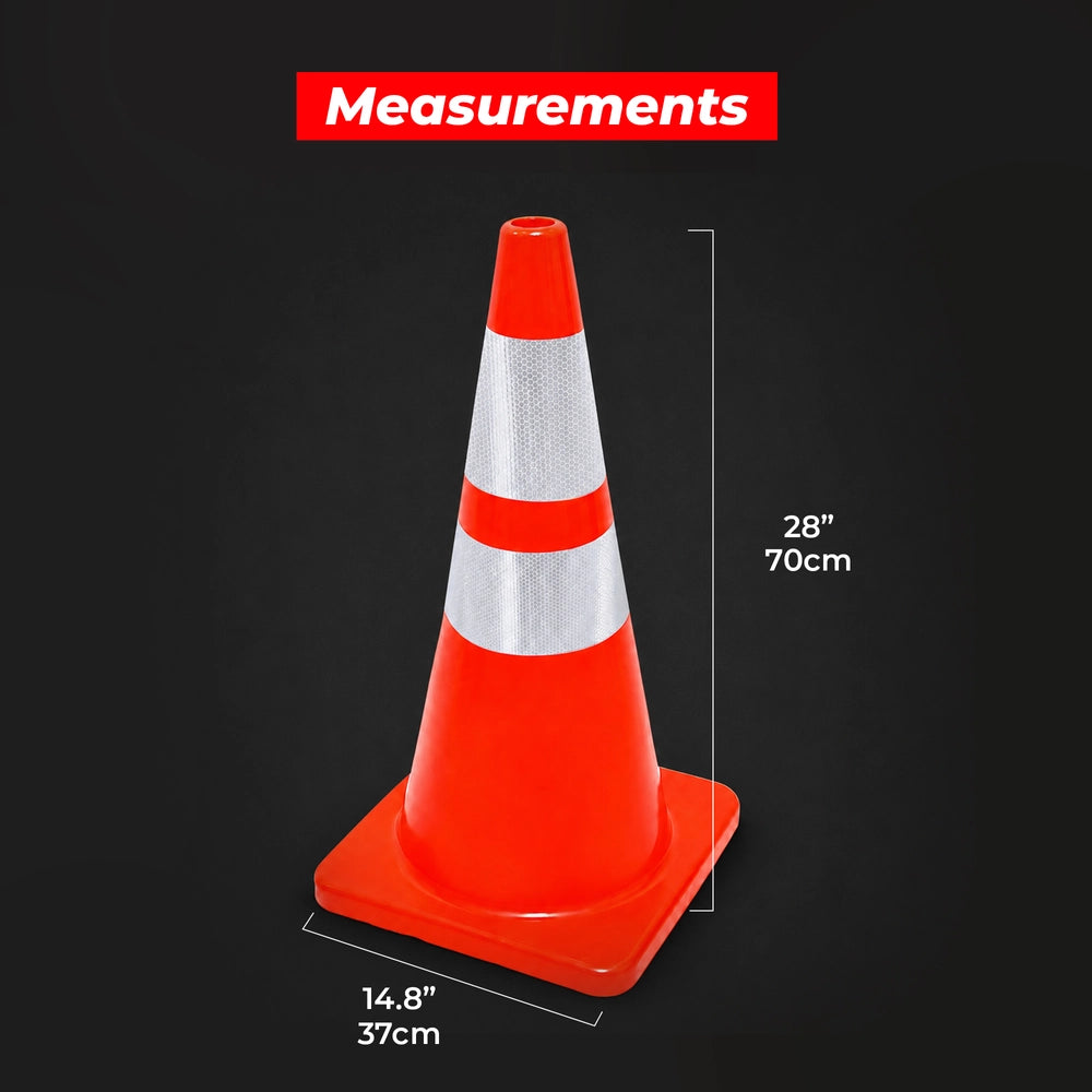 70CM PVC Traffic Safety Cone | Reflective Flexible Road Cone - Orange