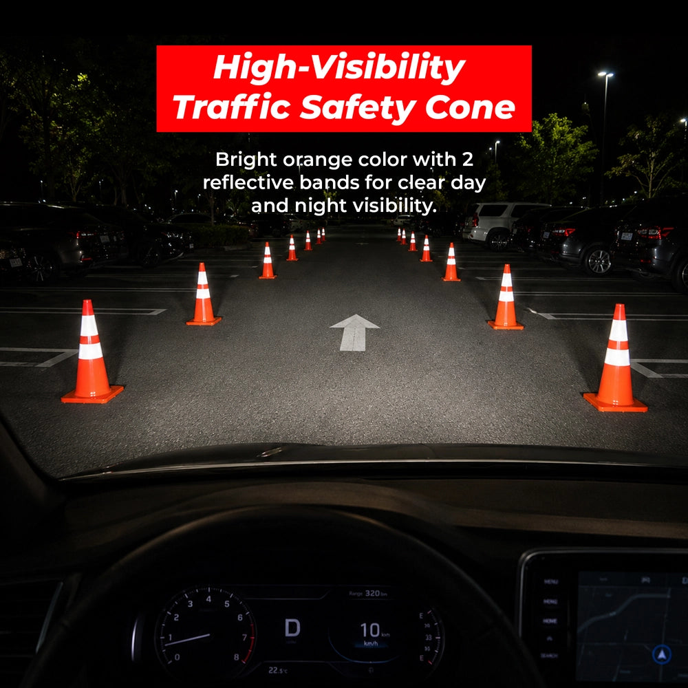 70CM PVC Traffic Safety Cone | Reflective Flexible Road Cone - Orange