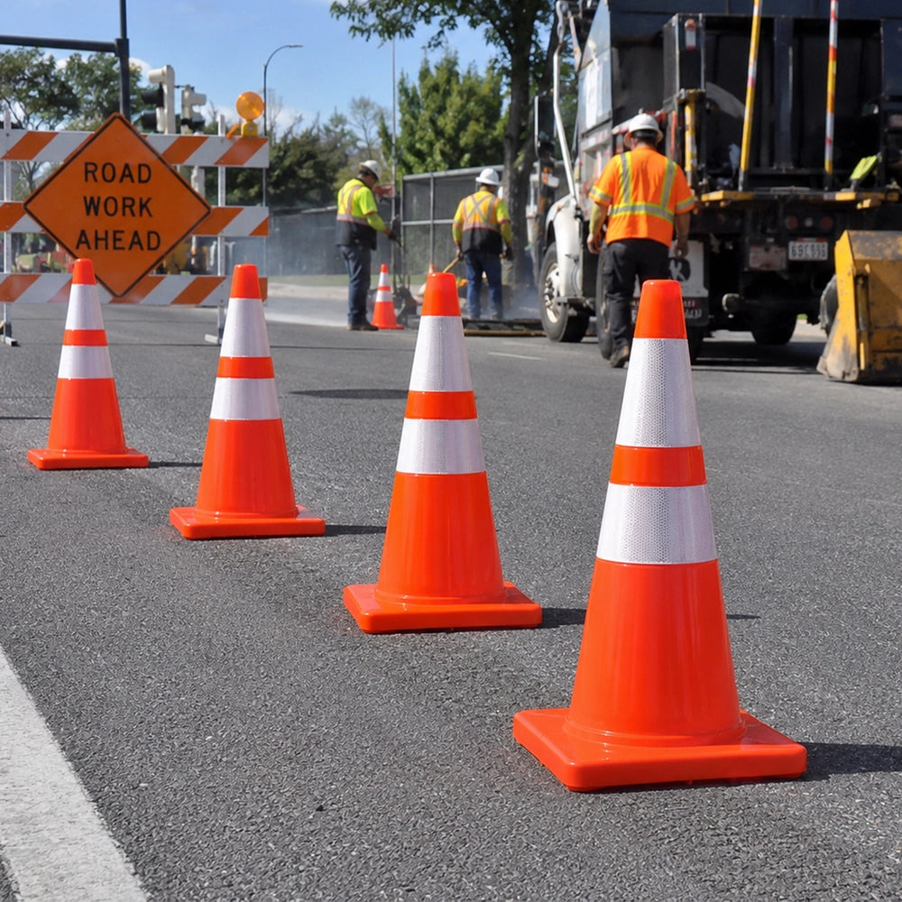 70CM PVC Traffic Safety Cone | Reflective Flexible Road Cone - Orange