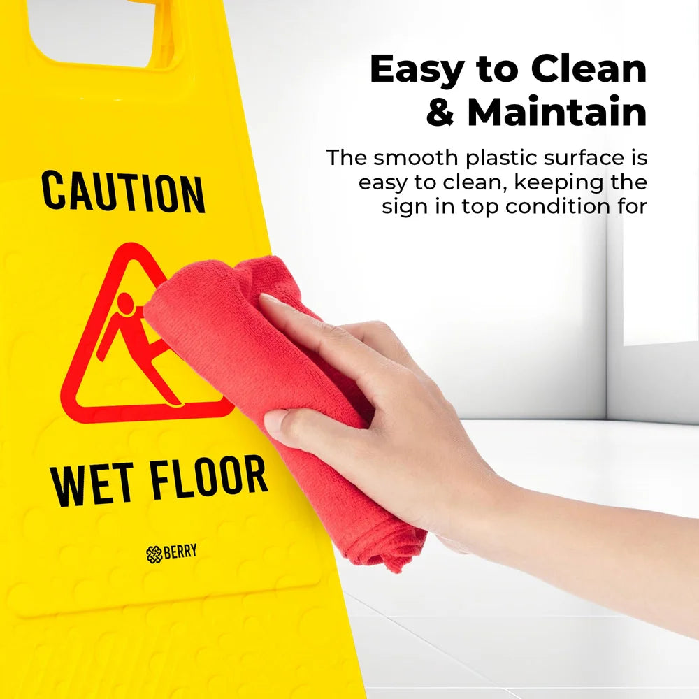 Berry Caution Wet Floor Sign Yellow 2-in-1 Foldable Floor Sign