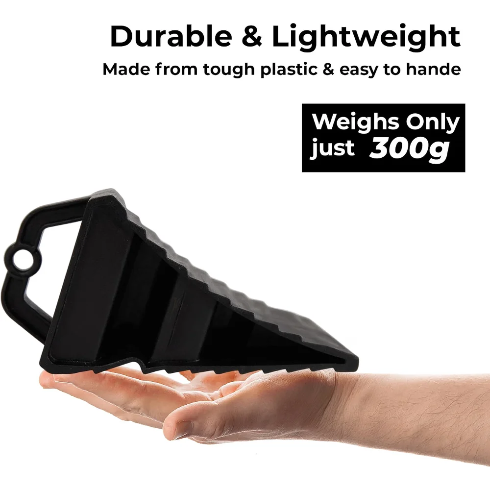 Berry Black Plastic Wheel Chock with Handle | Lightweight Non-Slip Wheel Stopper
