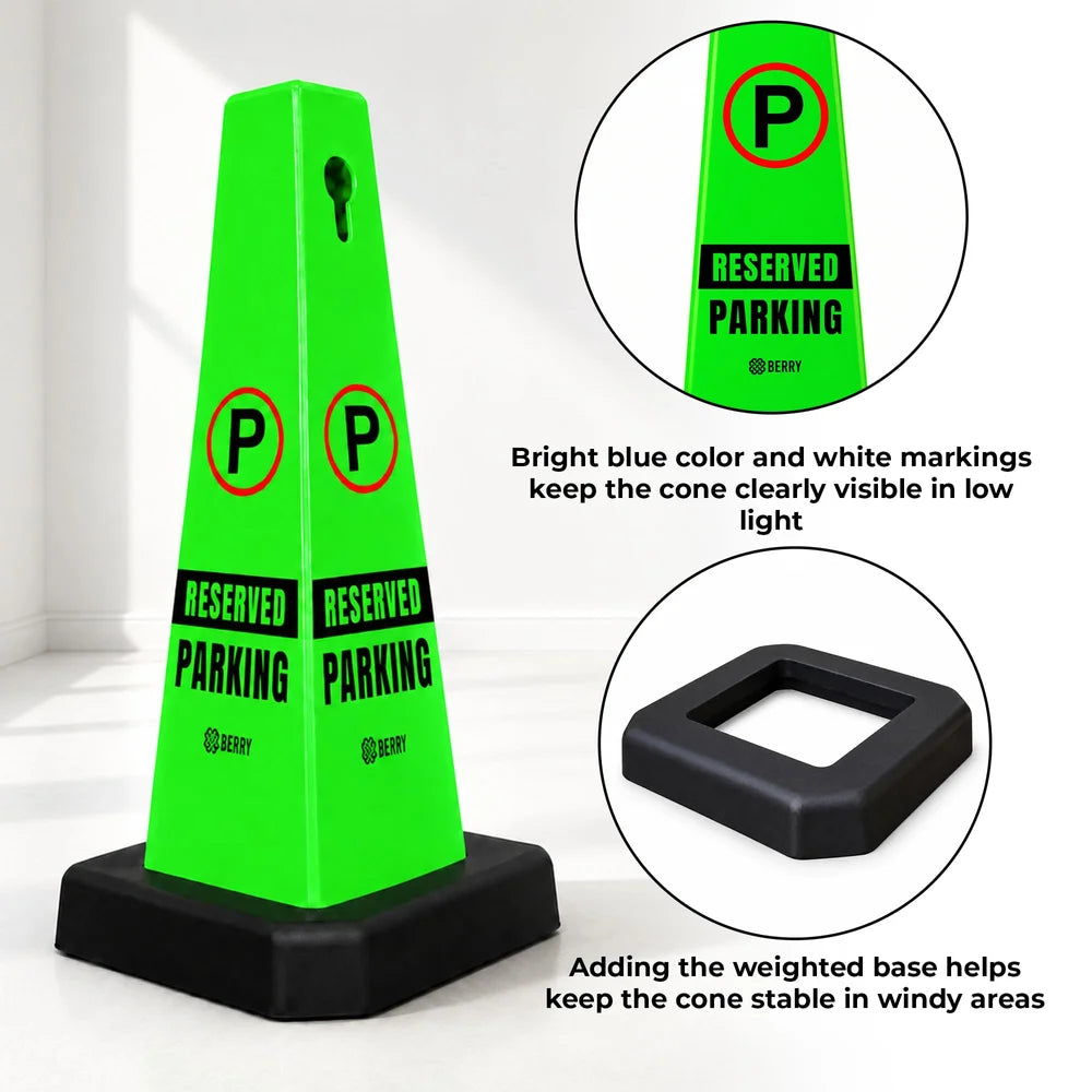 Berry Reserved Parking Cone 67CM Green with Weighted Base