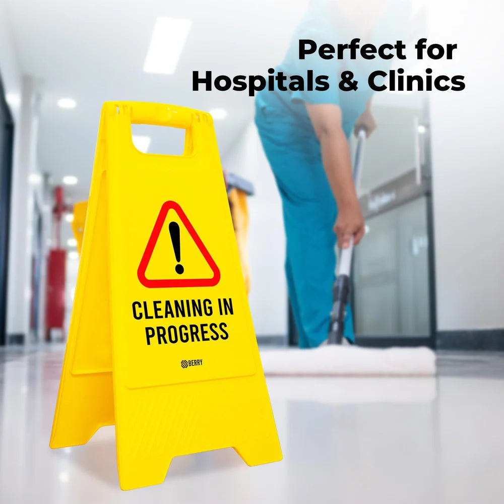 Berry Caution Wet Floor Sign Yellow 2-in-1 Foldable Floor Sign