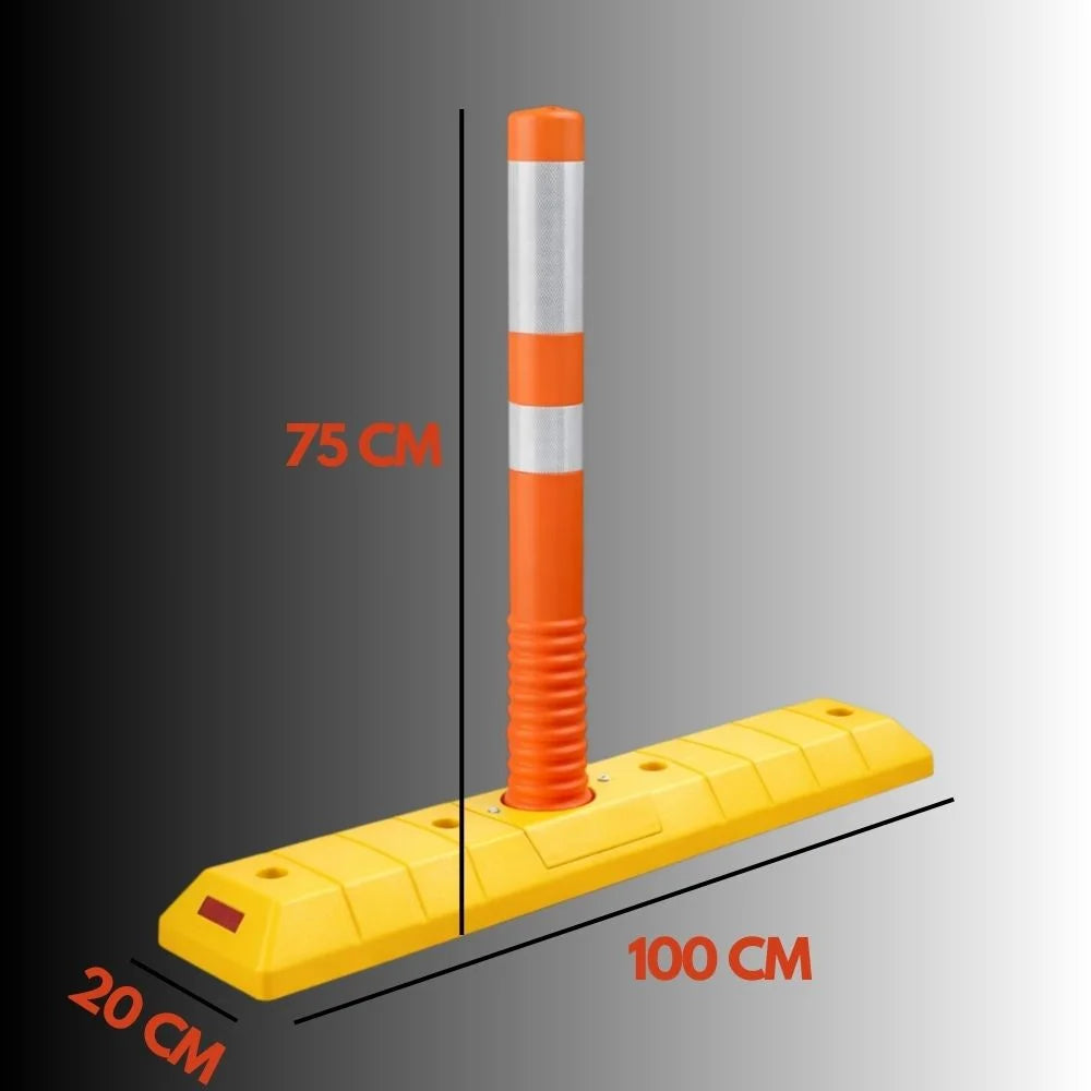 75CM Flexible Traffic Delineator Post with Base | Orange Lane Divider Bollard
