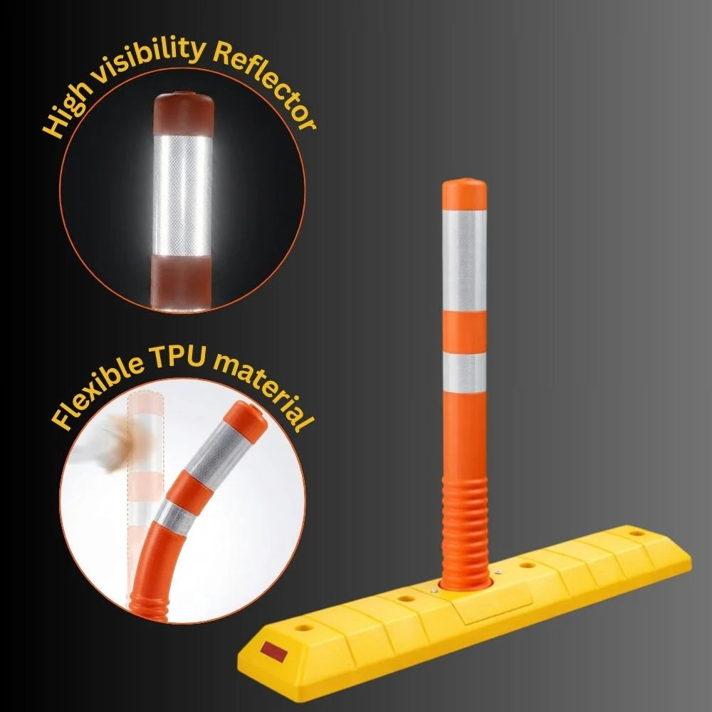 75CM Flexible Traffic Delineator Post with Base | Orange Lane Divider Bollard
