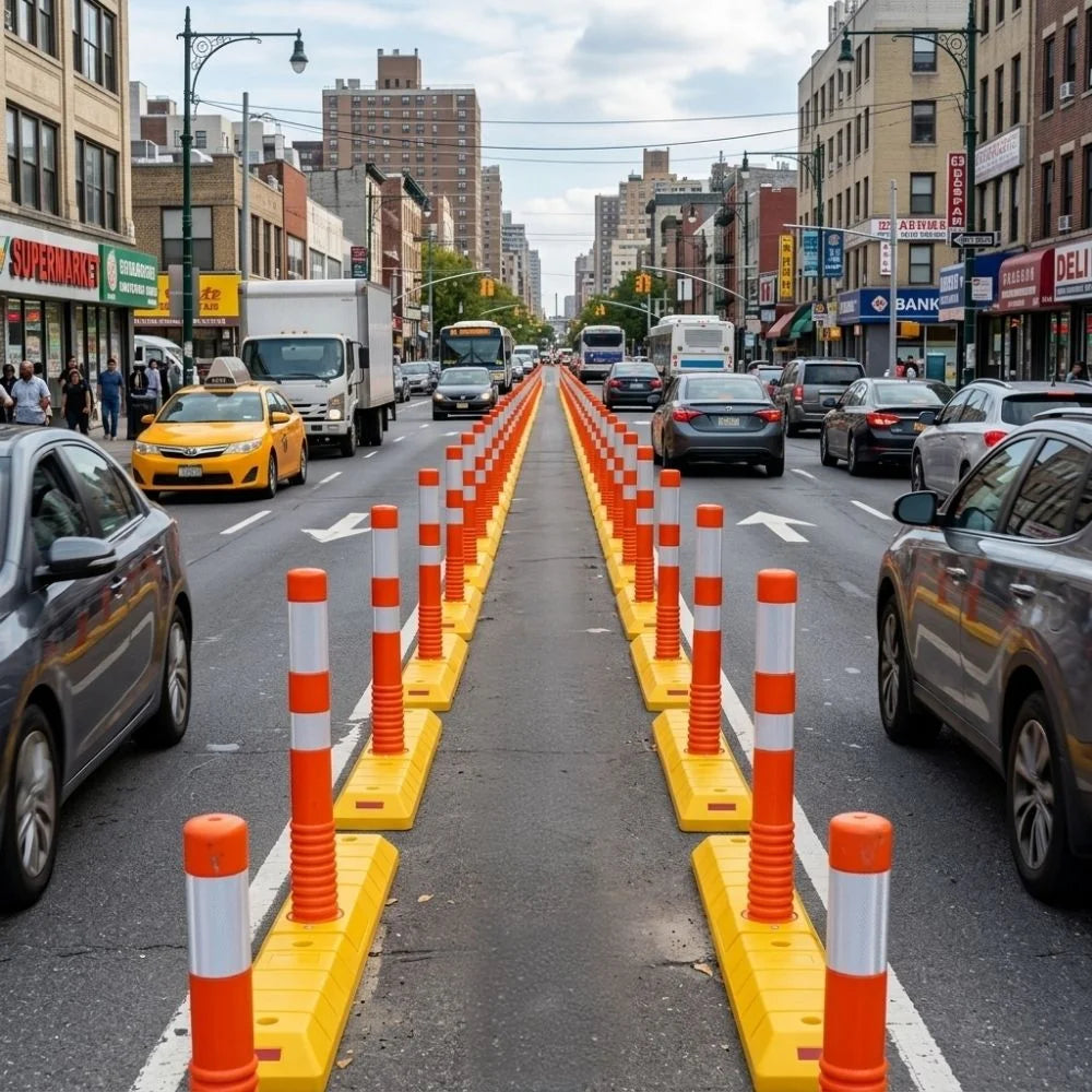 75CM Flexible Traffic Delineator Post with Base | Orange Lane Divider Bollard
