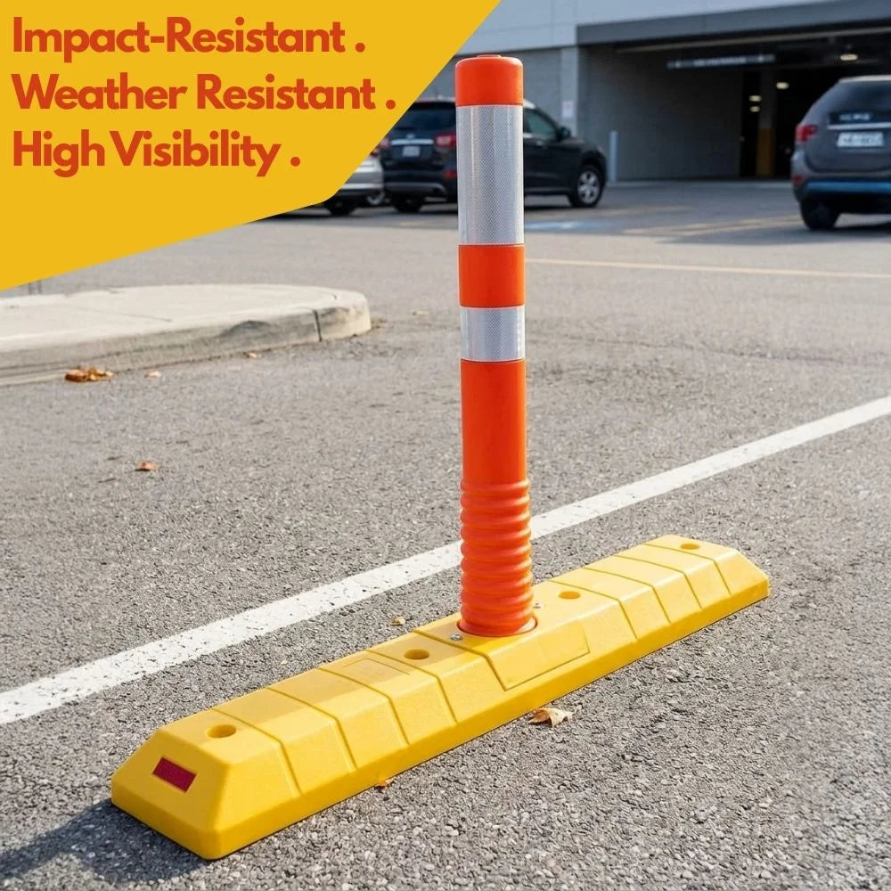 75CM Flexible Traffic Delineator Post with Base | Orange Lane Divider Bollard