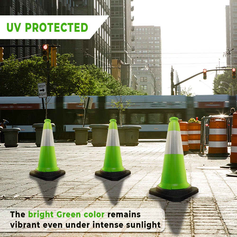 750mm Traffic Safety Cone Green High Visibility Reflective