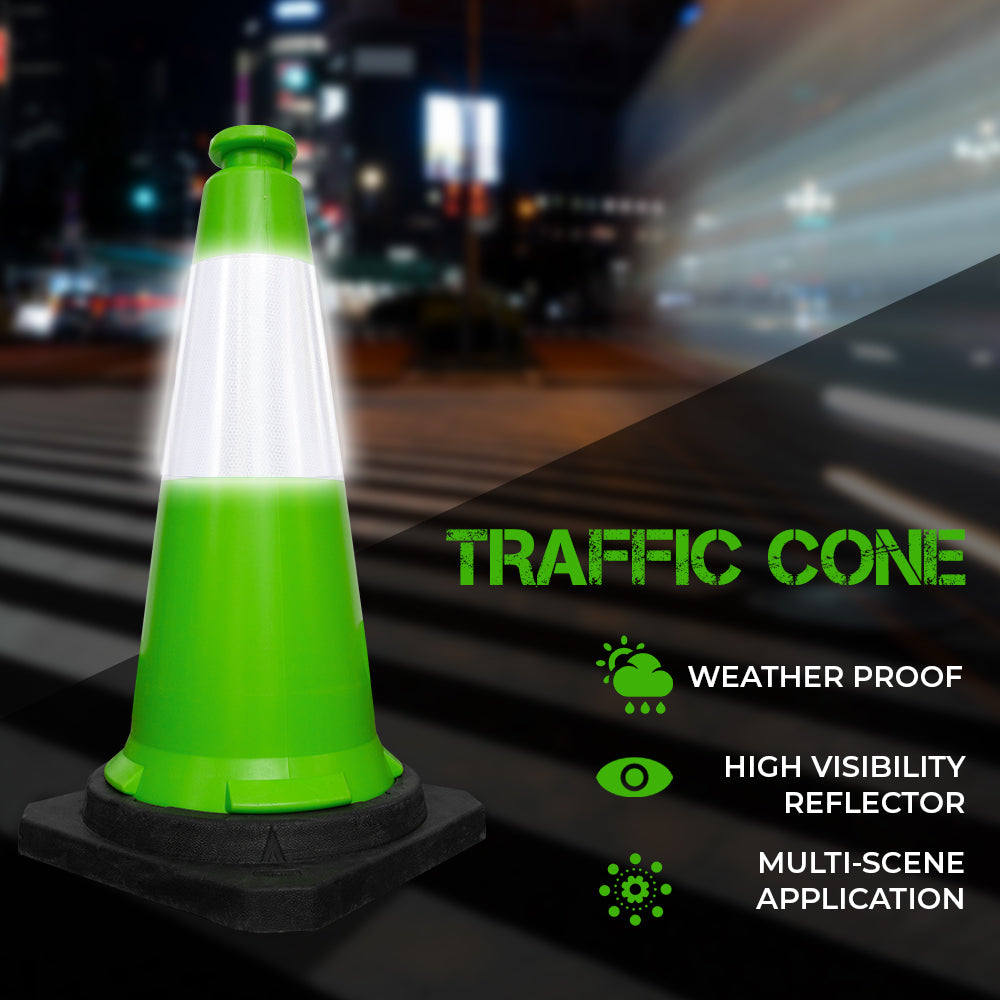 750mm Traffic Safety Cone Green High Visibility Reflective