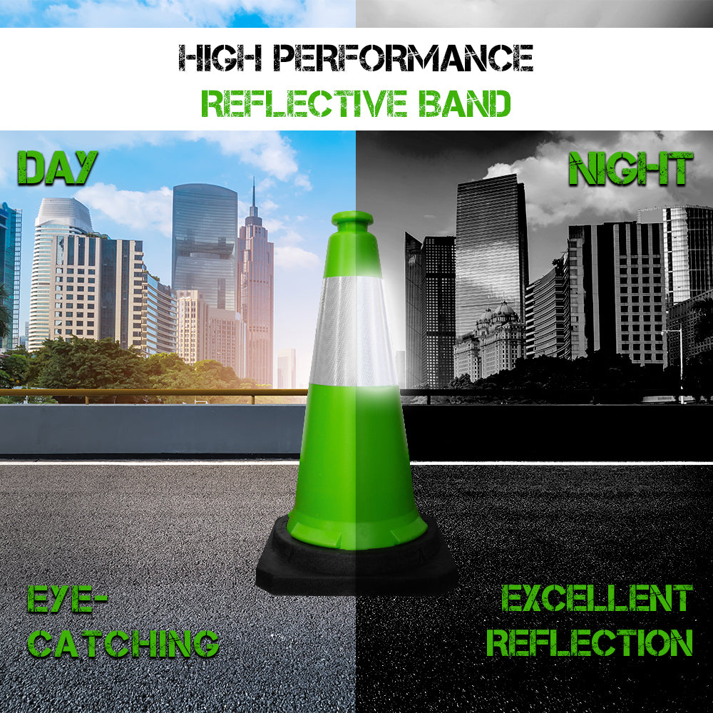 750mm Traffic Safety Cone Green High Visibility Reflective