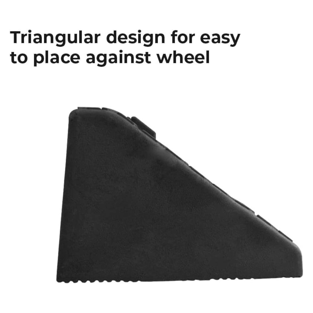 7KG Rubber Wheel Chock | Heavy Duty Wheel Stop with Handle - Black