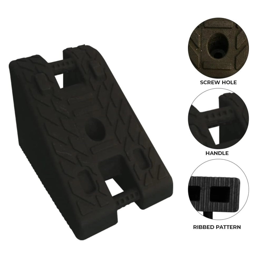 7KG Rubber Wheel Chock | Heavy Duty Wheel Stop with Handle - Black