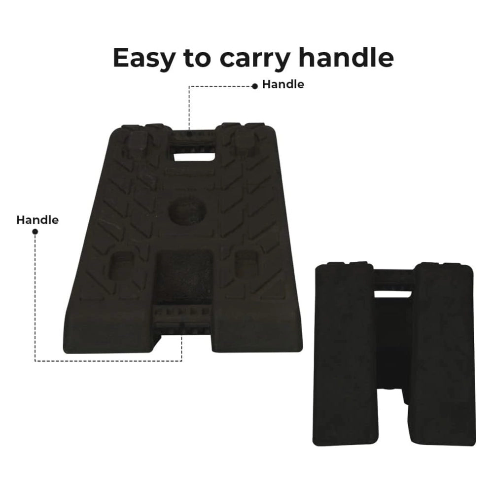 7KG Rubber Wheel Chock | Heavy Duty Wheel Stop with Handle - Black