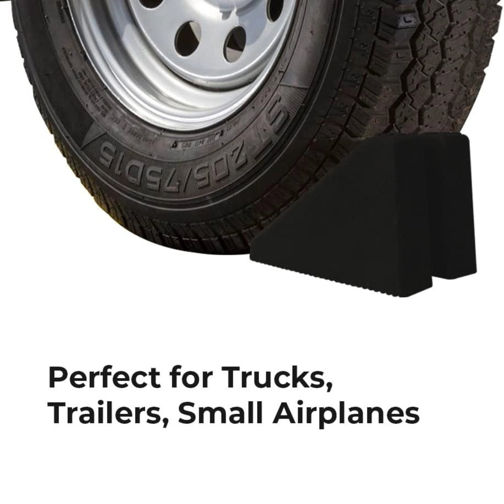 7KG Rubber Wheel Chock | Heavy Duty Wheel Stop with Handle - Black