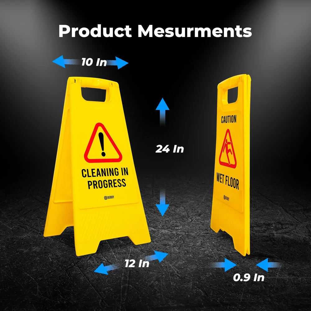 Berry Caution Wet Floor Sign Yellow 2-in-1 Foldable Floor Sign