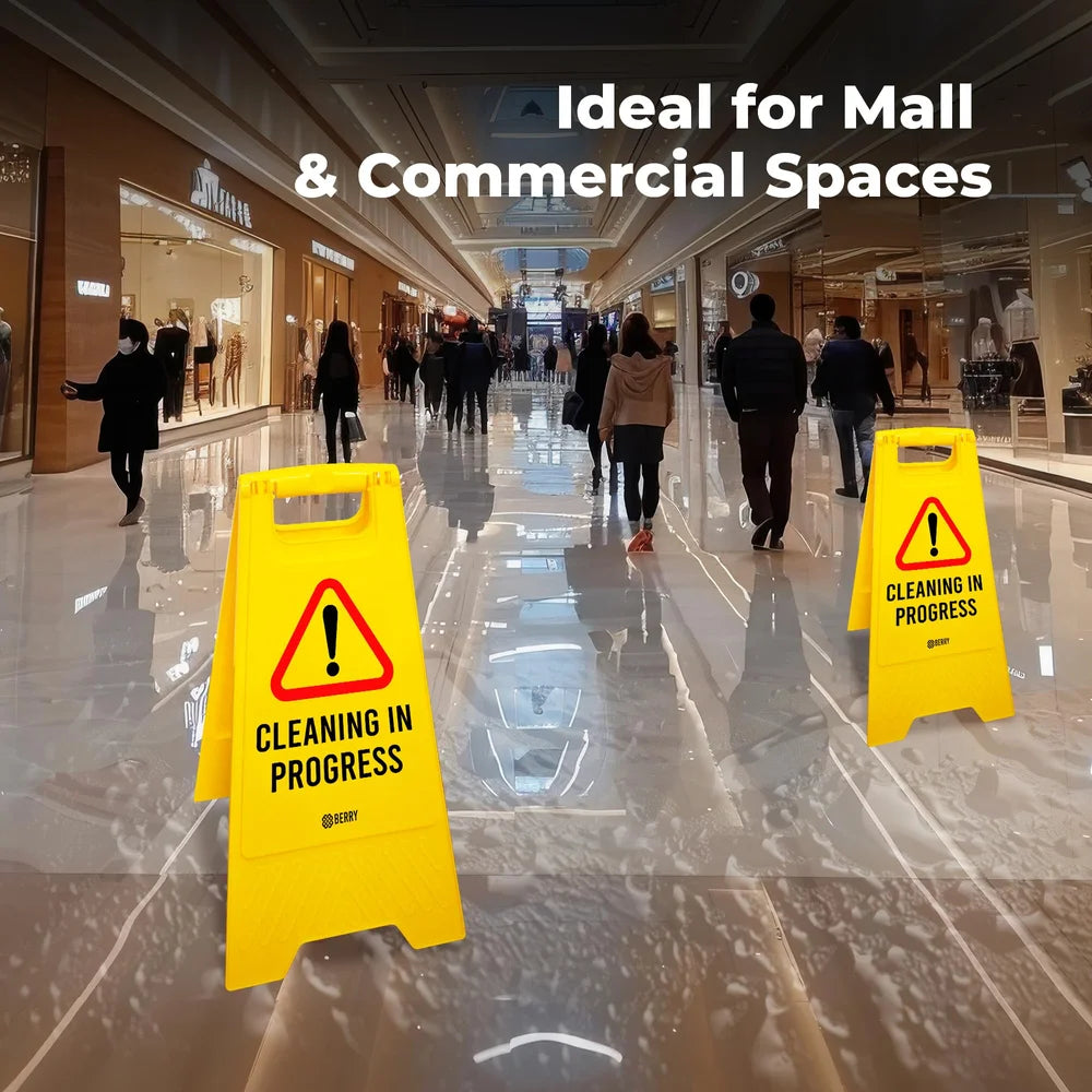 Berry Caution Wet Floor Sign Yellow 2-in-1 Foldable Floor Sign