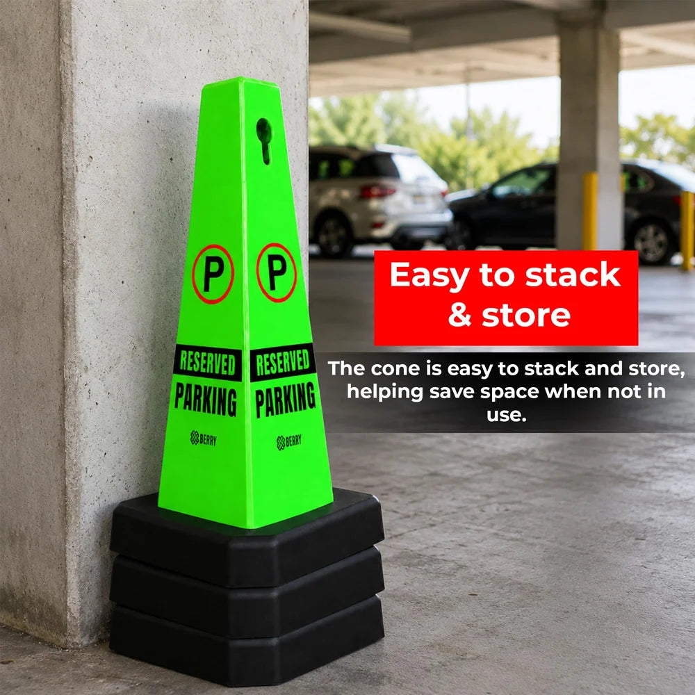 Berry Reserved Parking Cone 67CM Green with Weighted Base