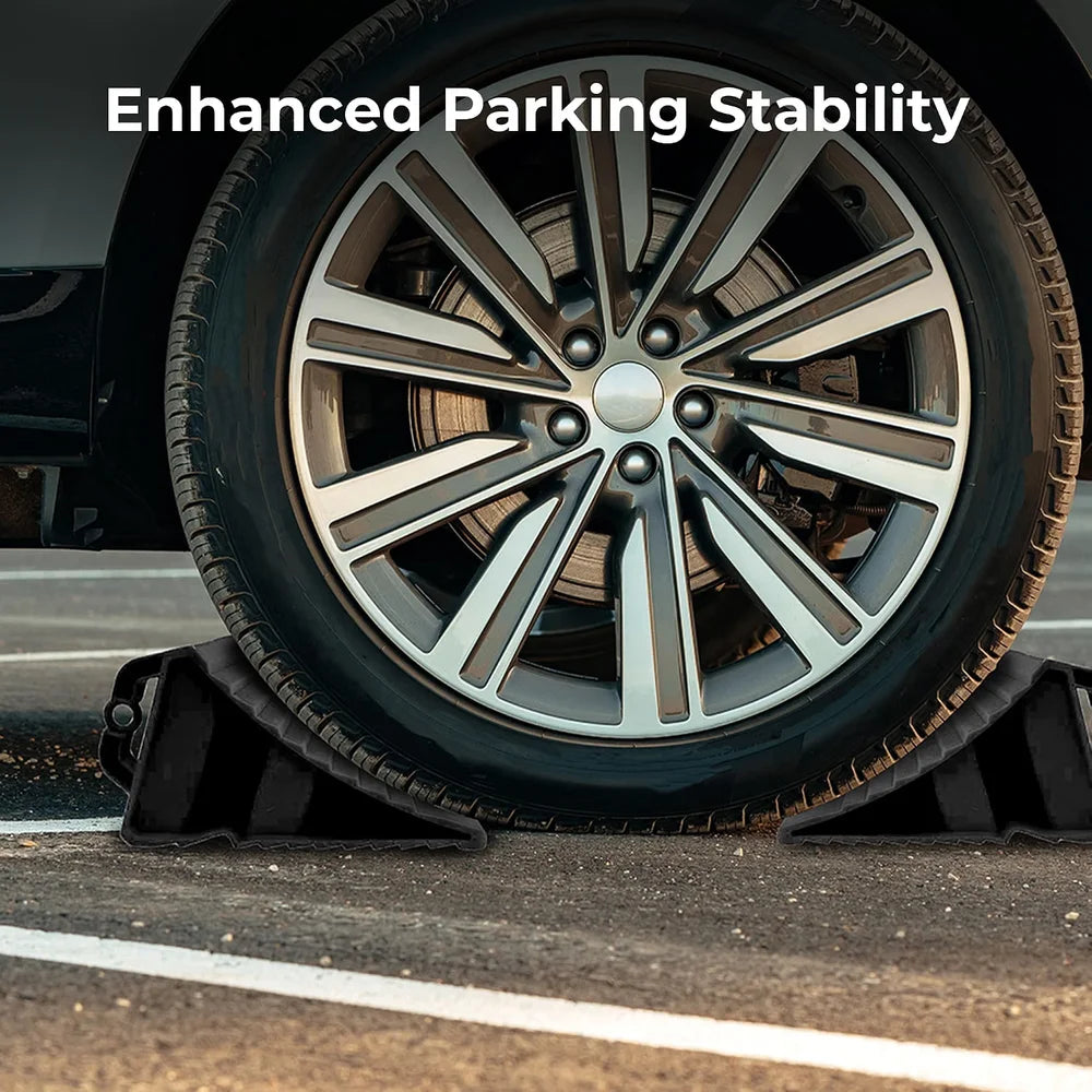 Berry Black Plastic Wheel Chock with Handle | Lightweight Non-Slip Wheel Stopper