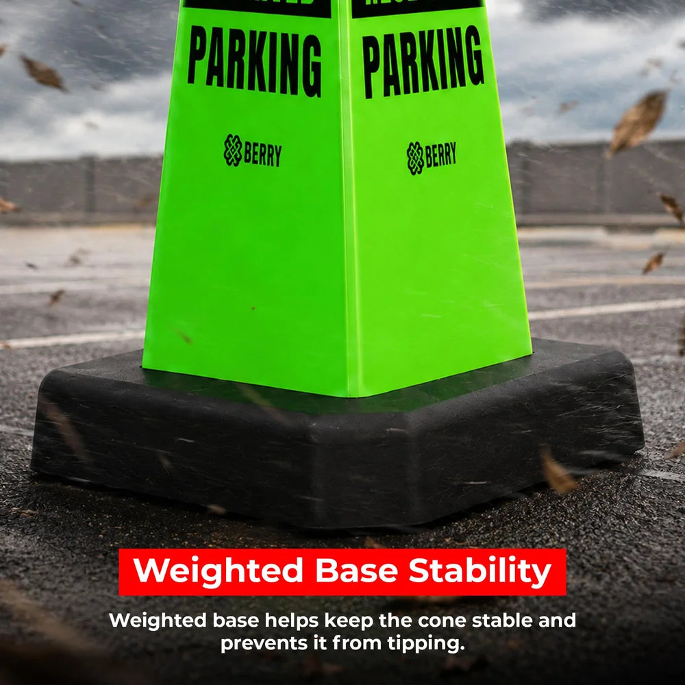 Berry Reserved Parking Cone 67CM Green with Weighted Base