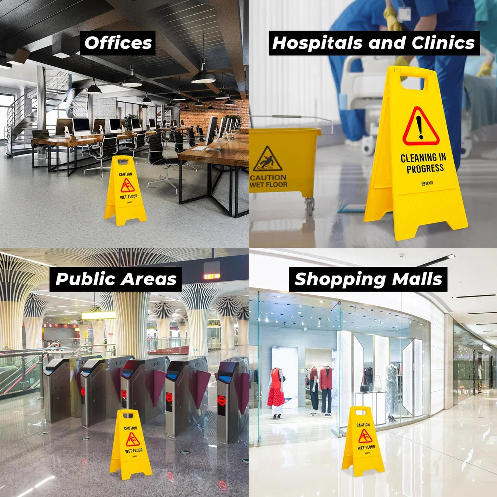 Berry Caution Wet Floor Sign Yellow 2-in-1 Foldable Floor Sign