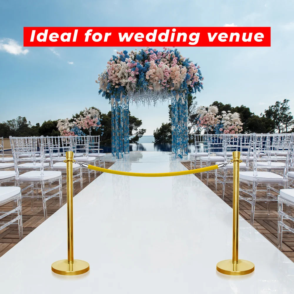 Berry 100CM Gold Stanchion Post with 1.5M Golden Velvet Rope