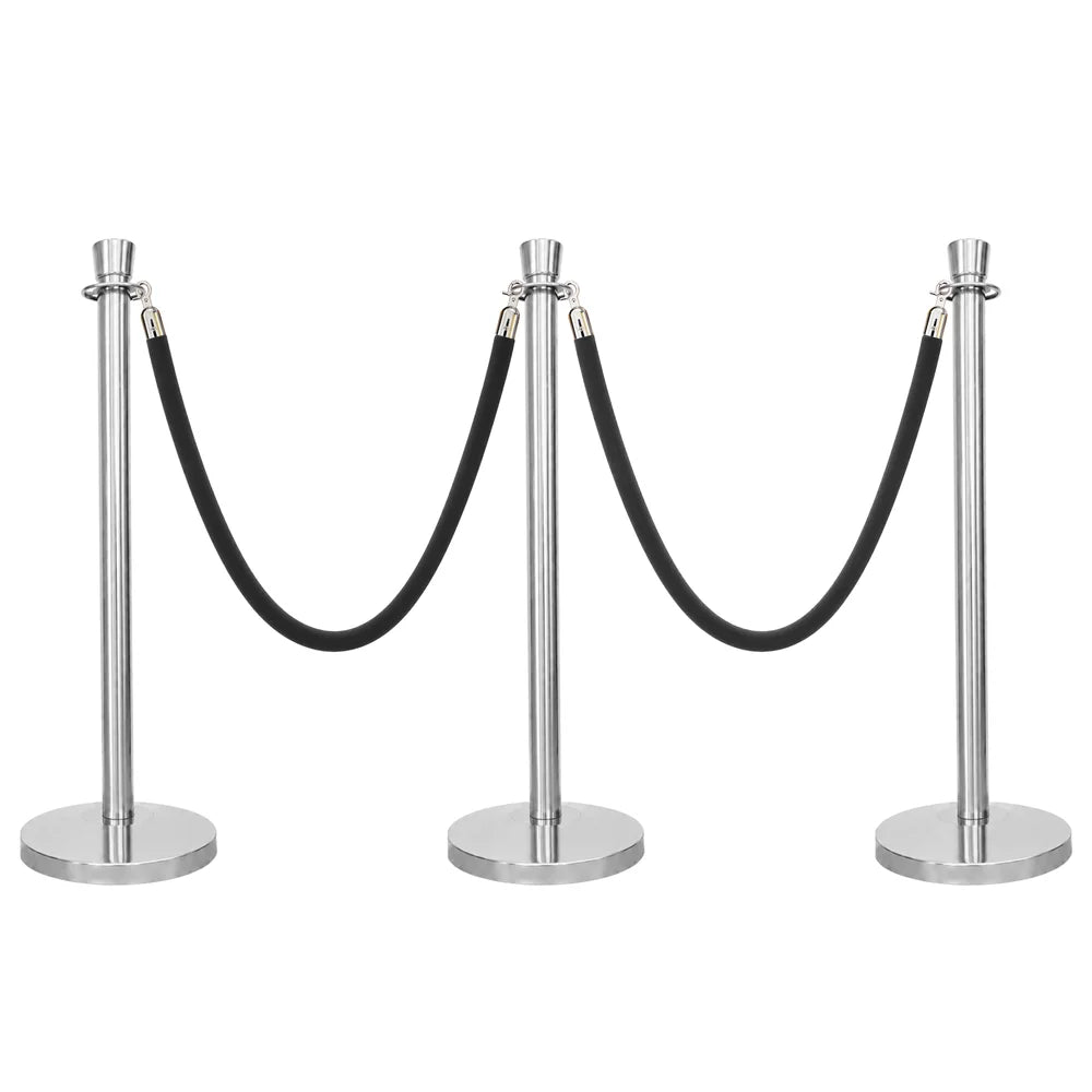 Berry 100CM Silver Stanchion Post with 1.5M Black Velvet Rope