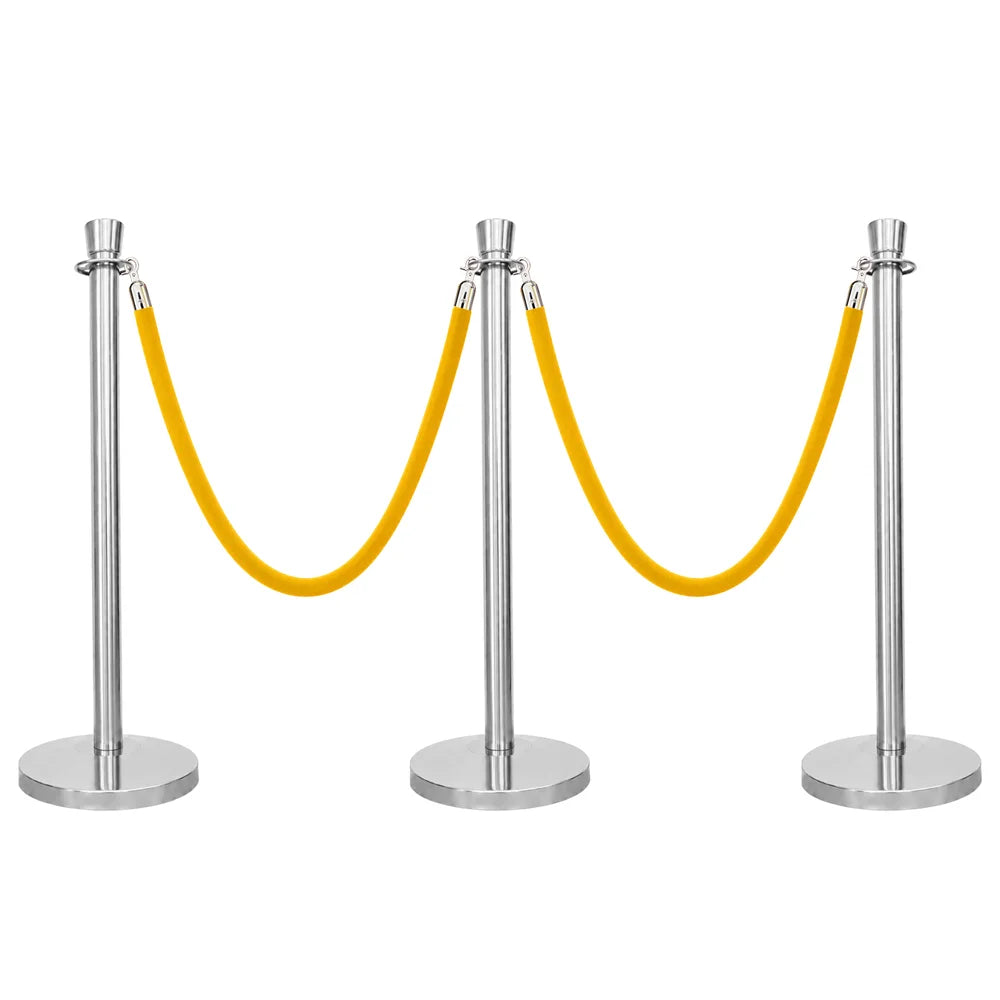 Berry 100CM Silver Stanchion Post with 1.5M Golden Twisted Rope