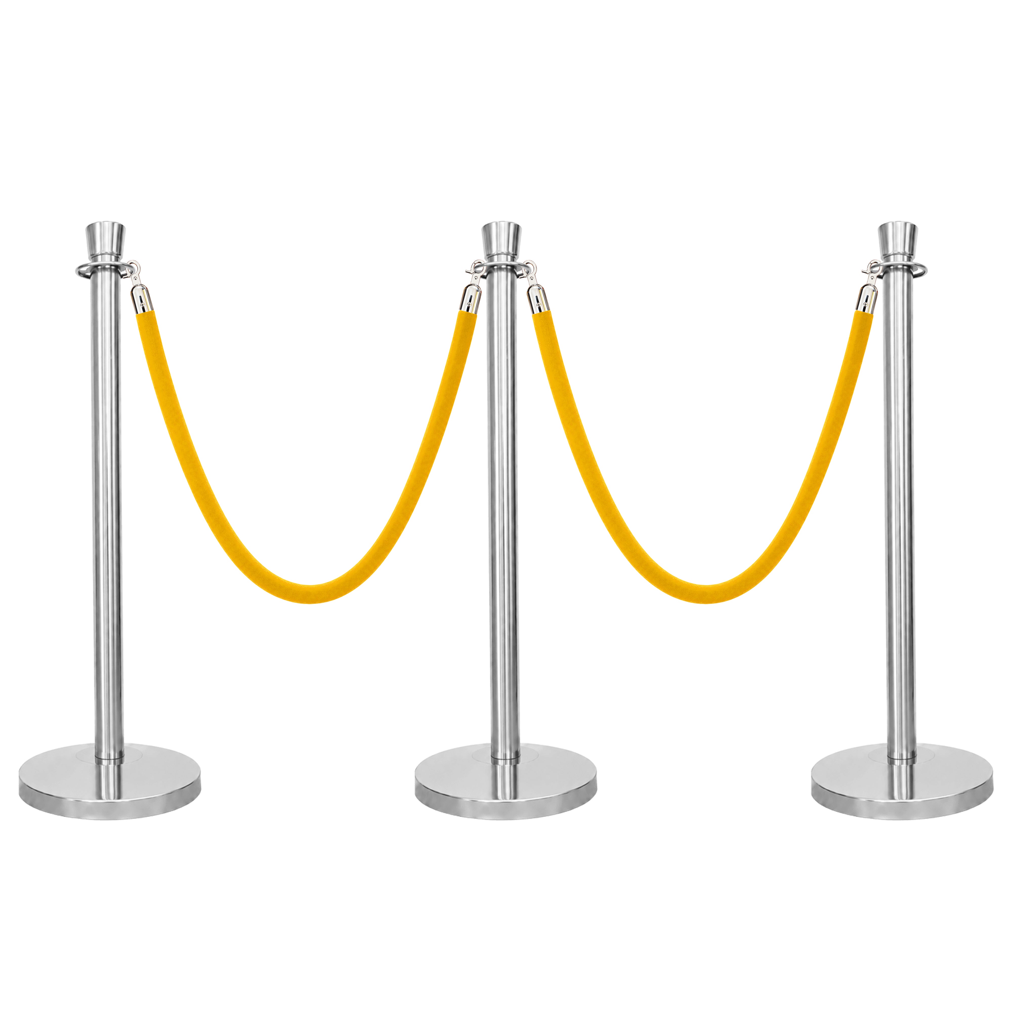 Berry 100CM Silver Stanchion Post with 1.5M Golden Velvet Rope