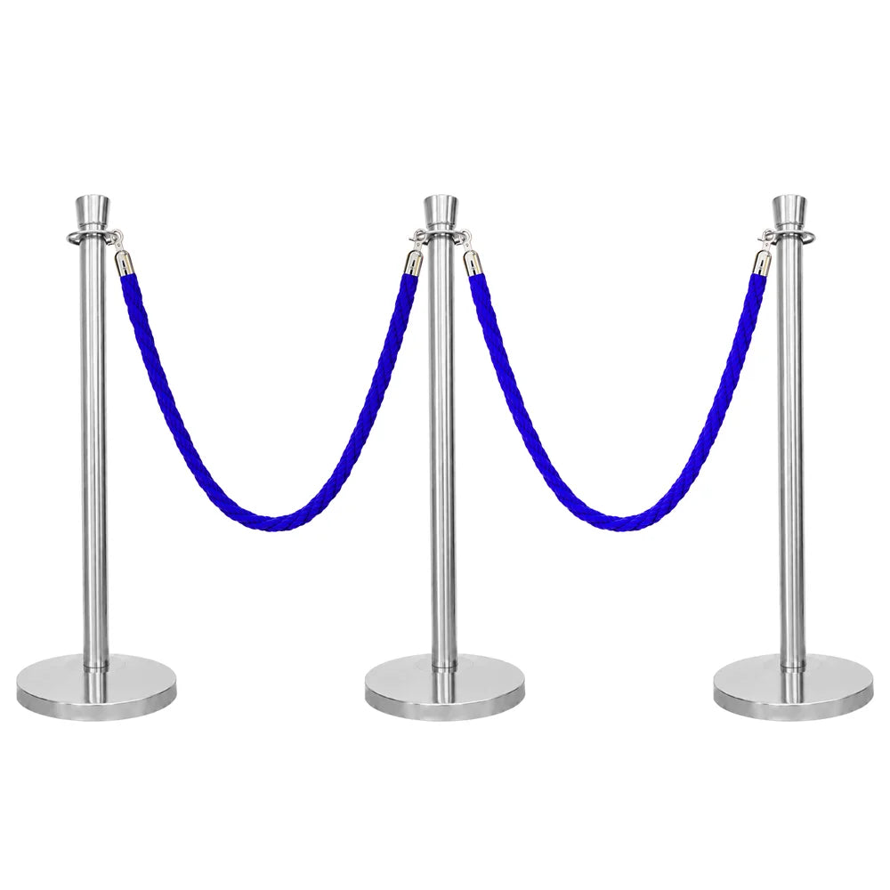 Berry 100CM Silver Stanchion Post with 1.5M Blue Twisted Rope