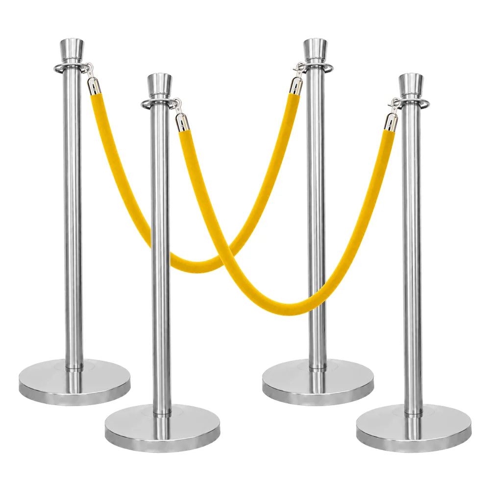Berry 100CM Silver Stanchion Post with 1.5M Golden Velvet Rope