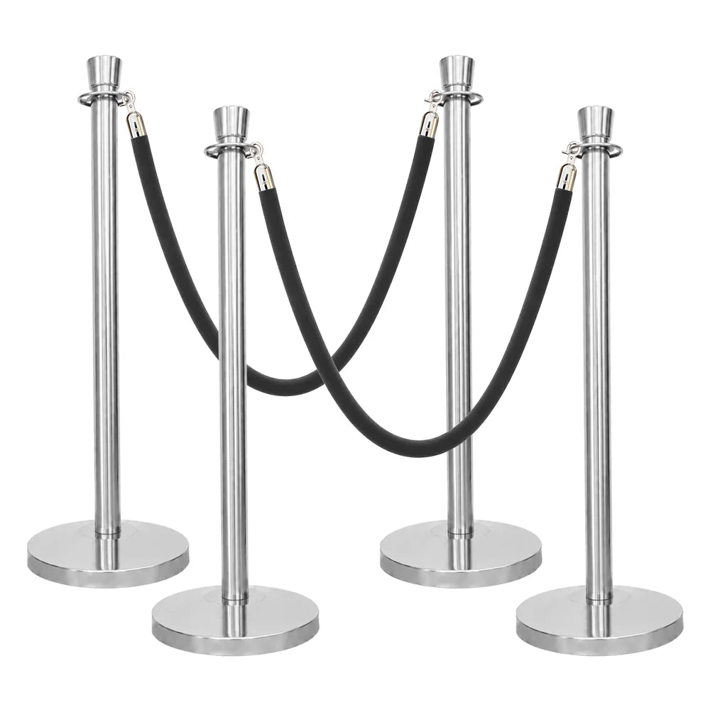 Berry 100CM Silver Stanchion Post with 1.5M Black Velvet Rope