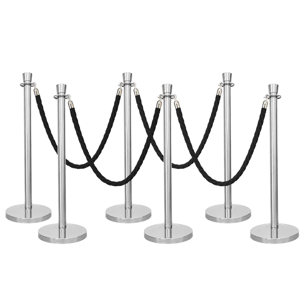 Berry 100CM Silver Stanchion Post with 1.5M Black Twisted Rope