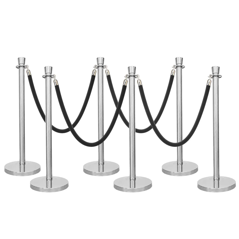 Berry 100CM Silver Stanchion Post with 1.5M Black Velvet Rope