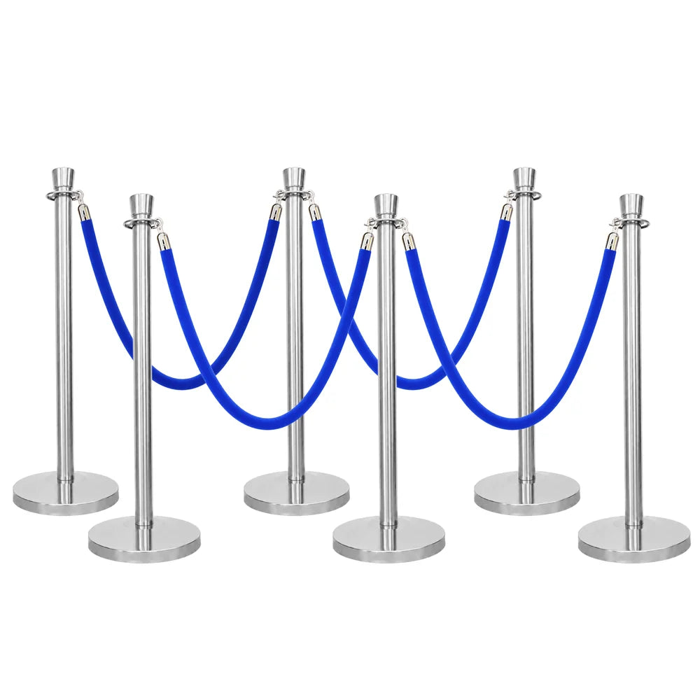 Berry 100CM Silver Stanchion Post with 1.5M Blue Velvet Rope