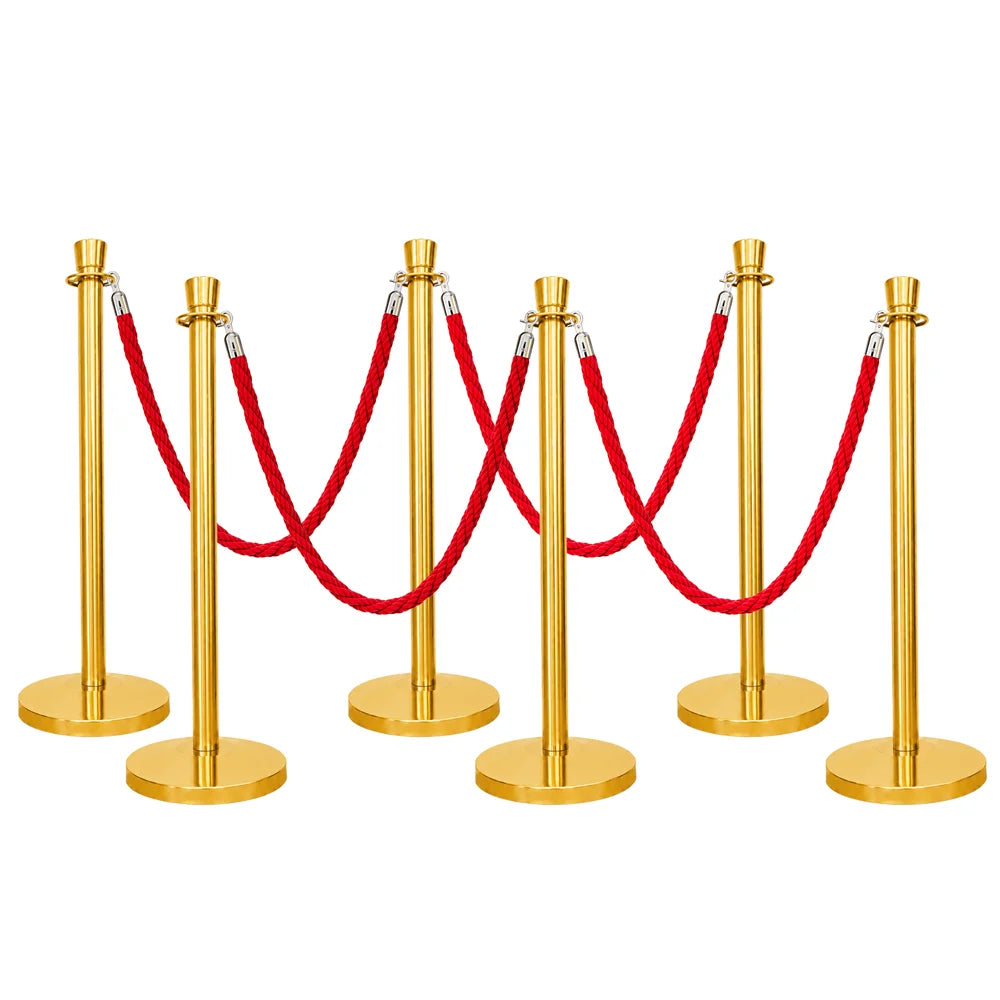 Berry 100CM Gold Stanchion Post with 1.5M Red Twisted Rope